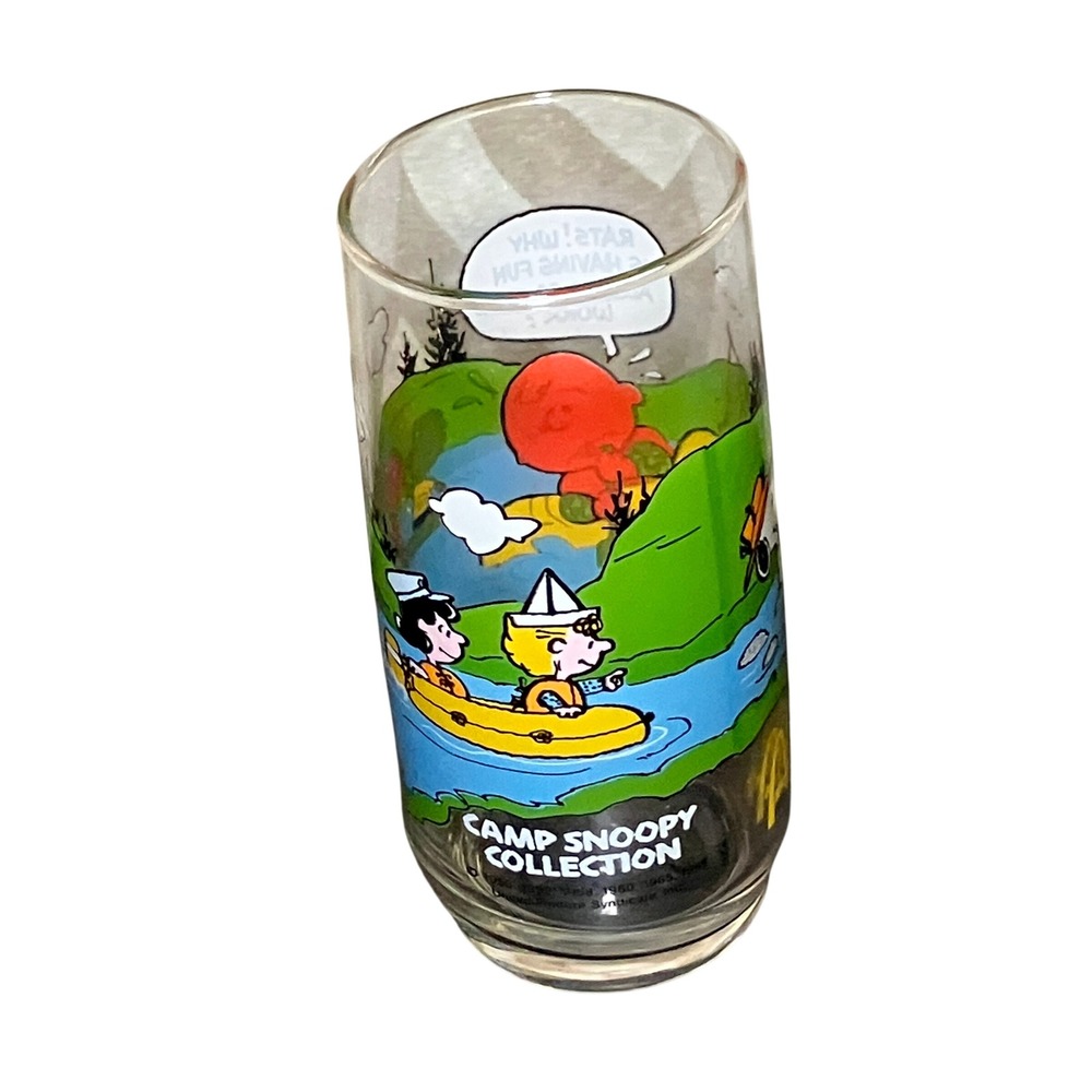 McDonalds Peanuts Camp Snoopy Glass Charlie Brown 1983 Vintage Multicolor Exc